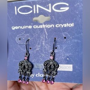 Crystal wire pierced dangling earrings jewelry